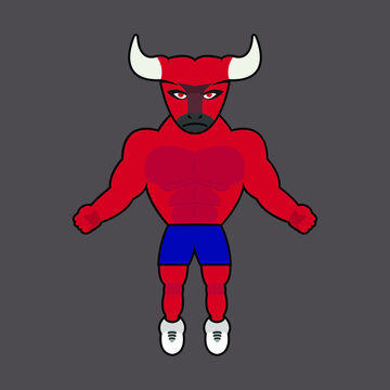 Bull showing body muscle of illustration vector