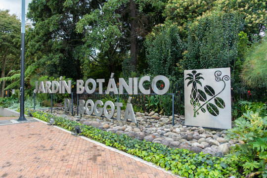 Bogota, Colombia, april 22, 2022. entrance to the botanical garden of bogota (Jardin Botanico de Bogota).
