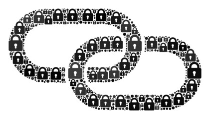 Secure mosaic chain element icon. Chain element mosaic icon of lock items. Vector combination for safety purposes.