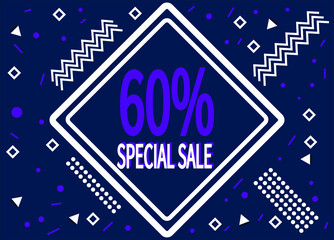 60% special sale. Banner with 60% off icon on dark background for promotion.