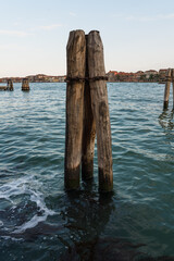 Venice, Italy wooden poles indicators 