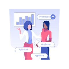 Getting promotion isolated concept vector illustration. Employee receives advancement at work, HR management, human resources, headhunting agency, staffing plan, pursue career vector concept.