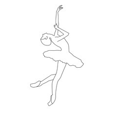 Ballerina dance. Elegant movement, Stunning view of a ballet dancer in jumping spit line art stock illustration
