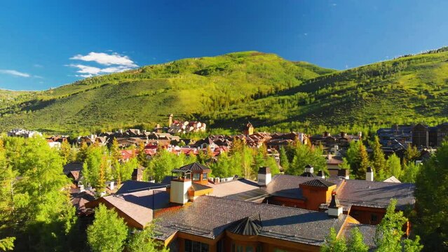 Aerial view of Vail town in Colorado, summer season
