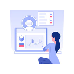 Trading bot isolated concept vector illustration. Stock market trader uses automated trading system, investment process, raising money, robo-advisers idea, blockchain technology vector concept.