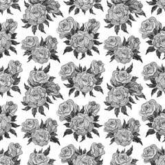 Seamless vector pattern of roses. Decoration print for wrapping, wallpaper, fabric, textile.
