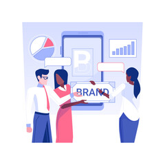 Branding isolated concept vector illustration. Business partners create a trademark for new startup, branding process, investment strategy, raising money, funding idea vector concept.