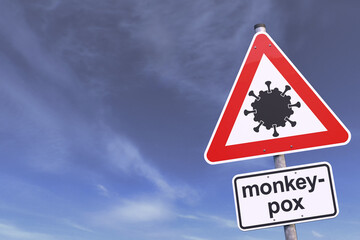 3d rendering of a traffic sign with the message monkeypox