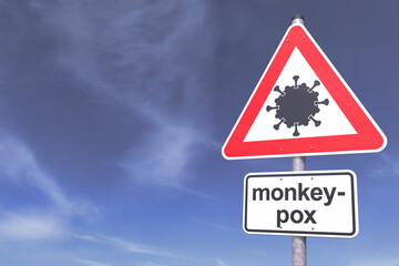 3d rendering of a traffic sign with the message monkeypox