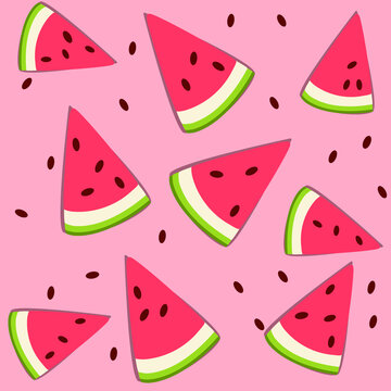 seamless pattern with juicy watermelon drink and fruit