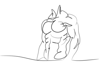 Continuous line male figure naked strong muscular healthy vector illustration hand drawn design one line male body