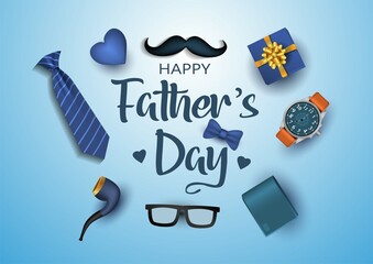 happy fathers day poster, greetings. vector illustration design.