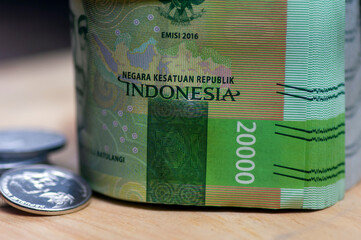 Indonesian money currency, Rupiah, in selected focus