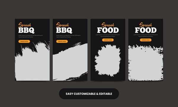 Delicious food barbeque social media story template bundle. Bbq social media stories bundle