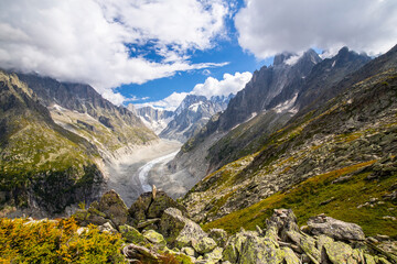 Fototapeta na wymiar Beautiful glacier valley in the French Alps in summer