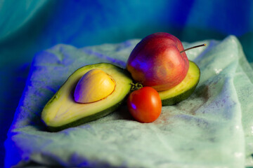 avocado on a blue background