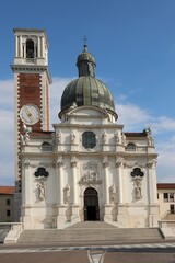 Fototapeta na wymiar Sanctuary with the Catholic Basilica dedicated to the Madonna in the hill called Monte Berico in the city of Vicenza in Italy in Europe