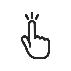 Clicking finger icon, Click vector pictogram. Hand pointer isolated on white background.