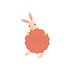 flat bunny with mooncake
