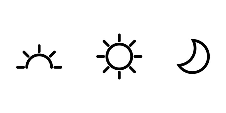 Sun day. Sunset, sun, moon icon concept