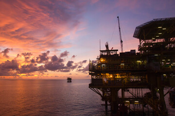 Offshore oil rig or production platform in the South China Sea, Malaysia - 508291159