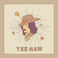 Cowgirl Aesthetic Vector Illustration Template