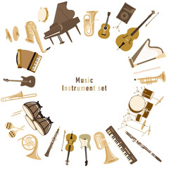 Orchestra and rock band instrument set illustration.Radiation line. © toyotoyo