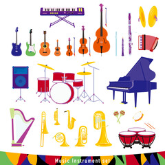 Orchestra and rock band instrument set illustration. © toyotoyo