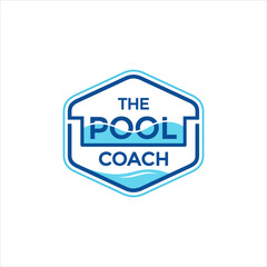 the pool coach vector logo template