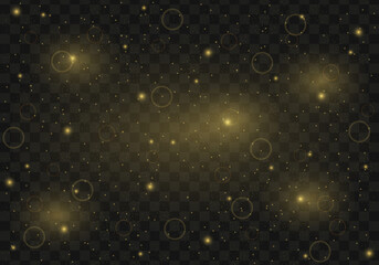 Abstract sparkles isolated on a transparent background. Bokeh lights effect. Vector dust sparks and bright stars shine with special light effect. Christmas sparkling magical. Vector illustration