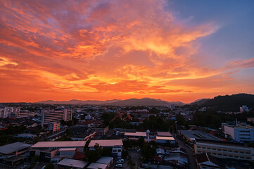 Beautiful sunset view of Phuket town, Thailand.