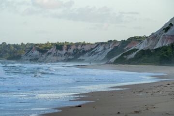 Beautiful white cliff in Arraial D'Ajuda, Bahia, Brazil, South America at dusk