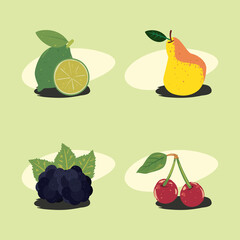 flat fresh fruits