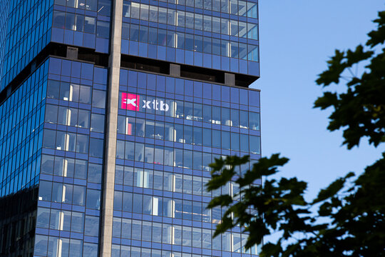 Warsaw, Poland - June 1, 2022: View at XTB (X Trade Brokers) logotype