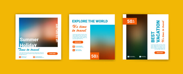 Social media post templates for best travel destinations in summer vacation