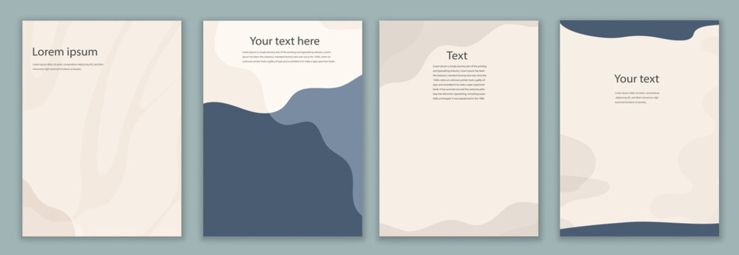 Set poster copy space.Creative modern layout template set in minimalist style with curved shapes. Backgrounds leaflet brochure covers or web pages with trendy colors for corporate identity