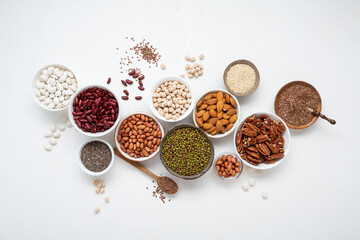 Overhead view of seeds collection for healthy cooking
