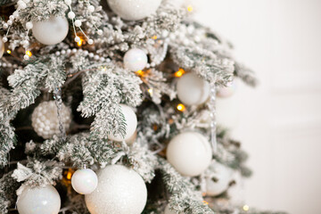 Fototapeta na wymiar Christmas tree white holiday background