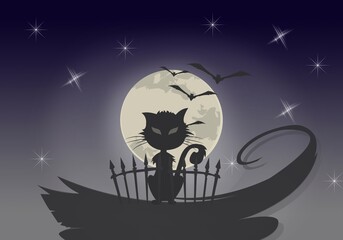 cat and moon