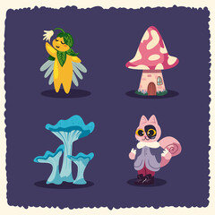 four fantasy illustrations