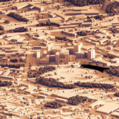 Architectural model of the future city from a bird`s eye view. 