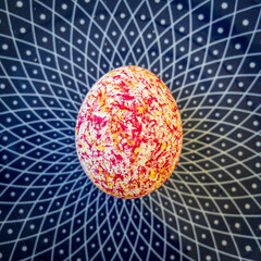 background with globe, abstract pattern, painted Easter Egg