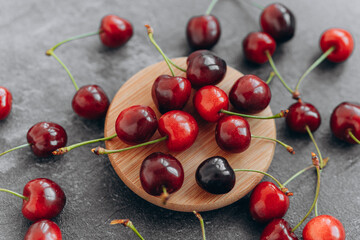 Obraz na płótnie Canvas Organic cherry, farm fresh fruits on farmer table