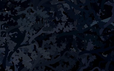 Dark Gray vector abstract background with leaves, branches.