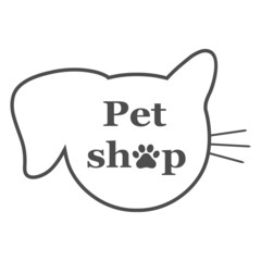 Pet shop logo illustration. Dog and cat with text on white background