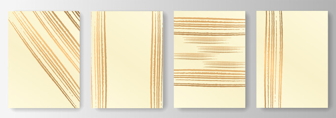 Collection of beige backgrounds with golden lines
