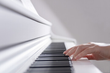 Play the piano close up, 
piano, musical instrument, black white keys 