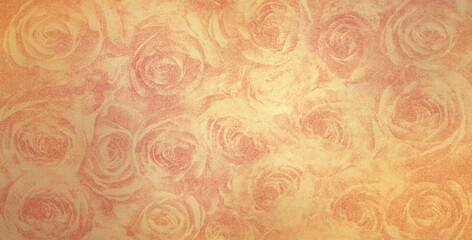 Tekstura z motywem róż w odcieniach rdzy. Grafika cyfrowa przeznaczona do druku na tkaninie, papierze ozdobnym, tapecie, tle fotograficznym
