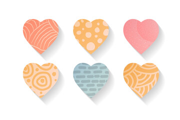 A set isolated single design element, heart icon with textured