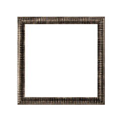 antique grunge tribal style blackened bronze square picture frame, isolated